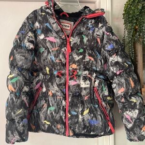 Hunter Winter Puffer Jacket A line Storm Camo Print